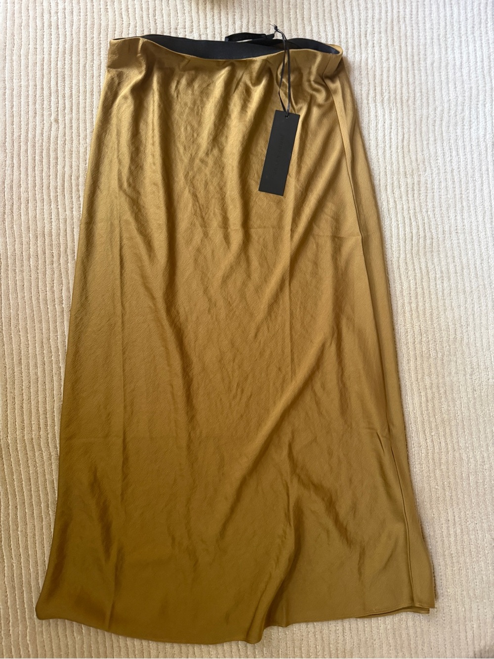 Satin Maxi Skirt in Mustard